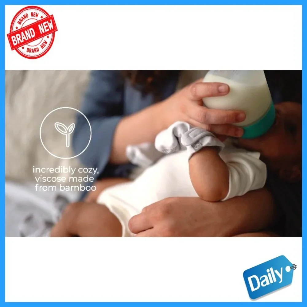 Organic Baby Mittens Stay-On Adjustable Velcro Closure Preemie to 6M